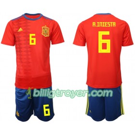 Billige Fotballdrakter Spania A. INIESTA 6 Barn Hjemmedraktsett 2019 Kortermet